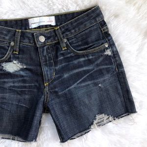 PAPER DENIM & CLOTH • Distressed Denim Midi Shorts
